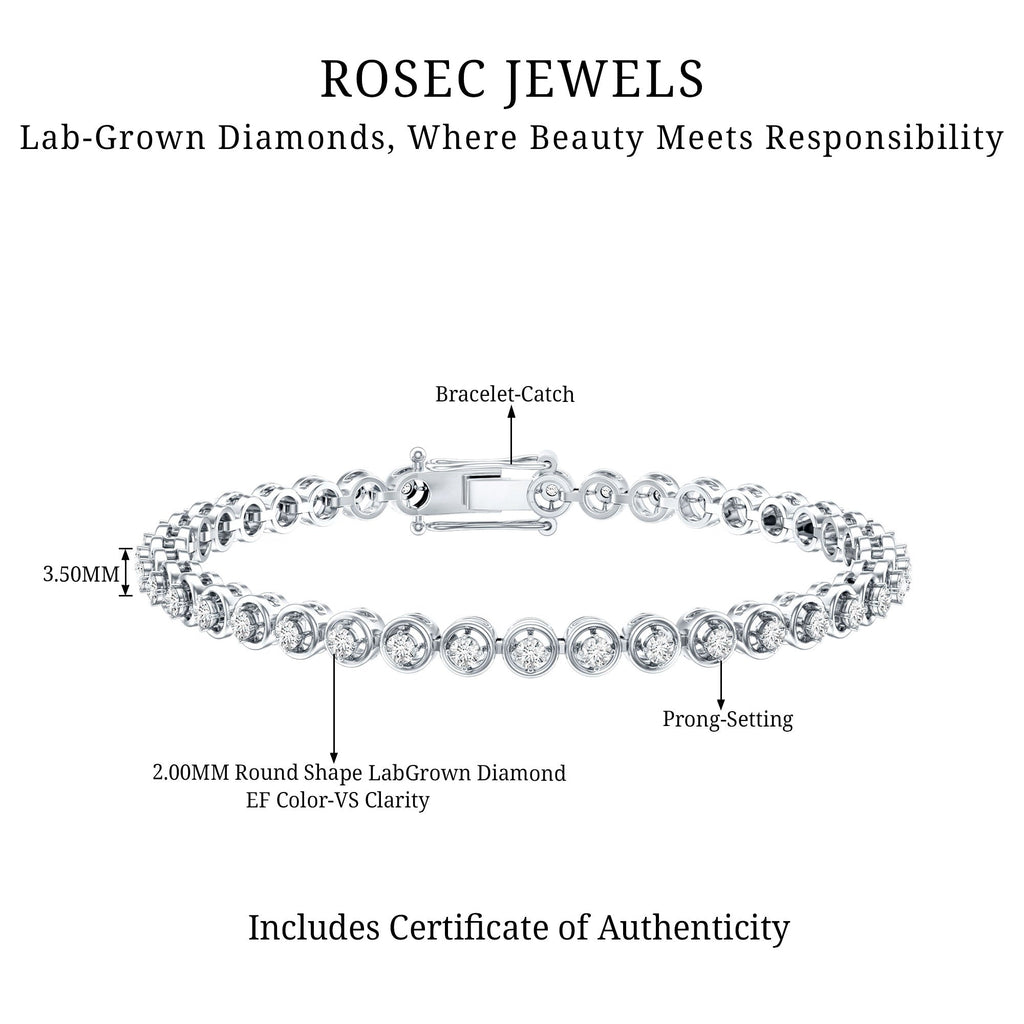 Certified Lab Grown Classic Round Diamond Bridal Tennis Bracelet
