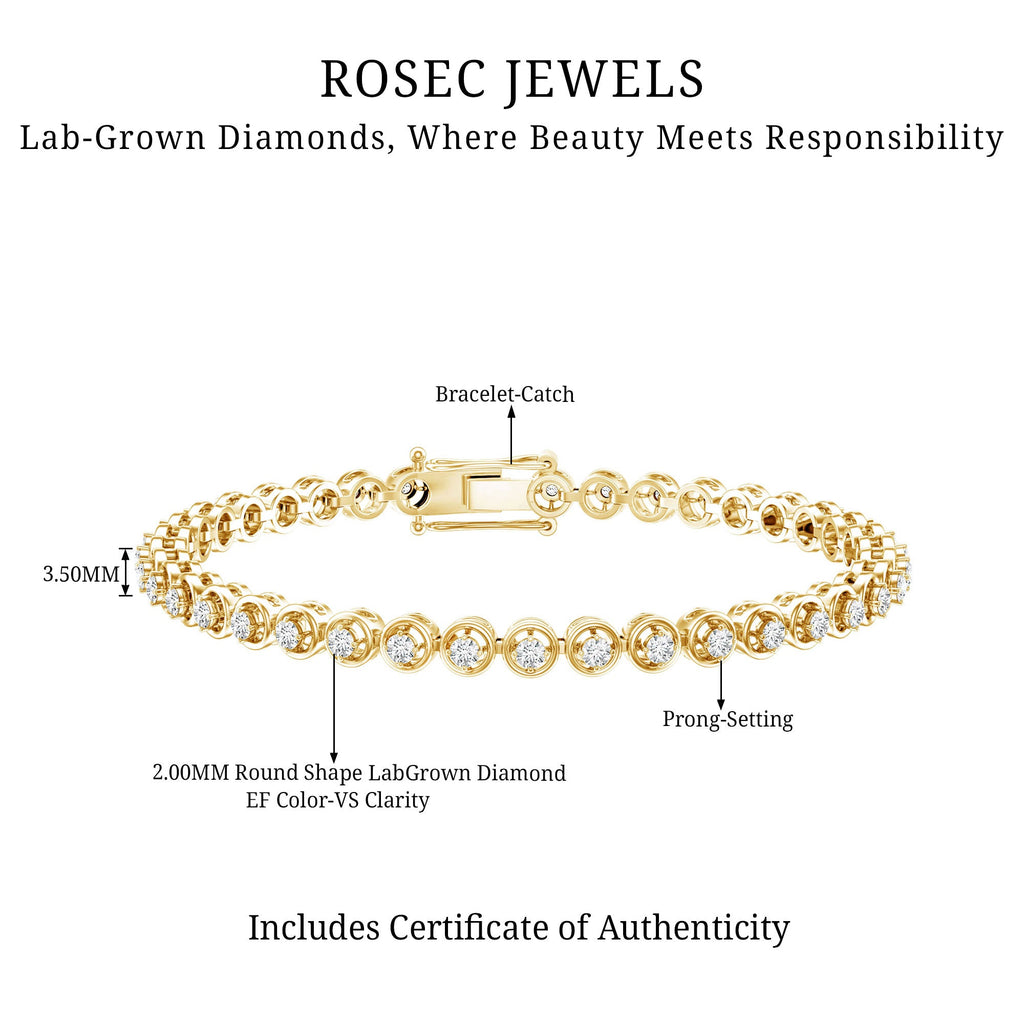 Certified Lab Grown Classic Round Diamond Bridal Tennis Bracelet