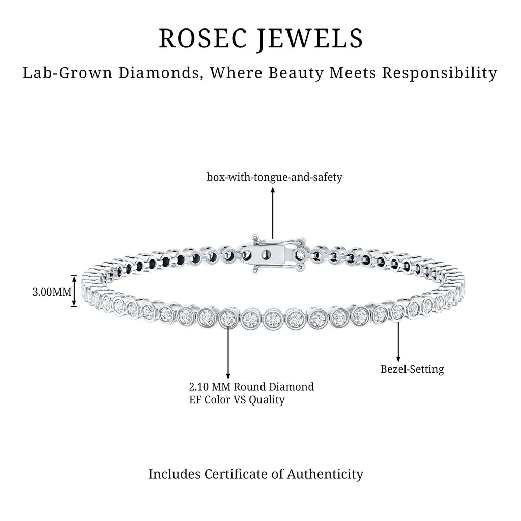 Certified Bezel Set Lab Grown Diamond Tennis Bracelet