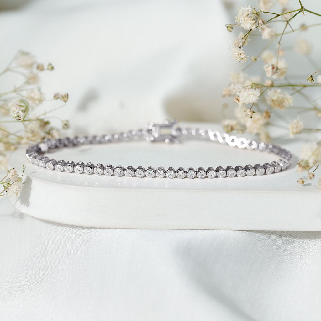 Certified Bezel Set Lab Grown Diamond Tennis Bracelet