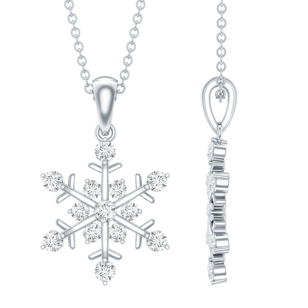 Lab Grown Diamond Christmas Snowflake Necklace