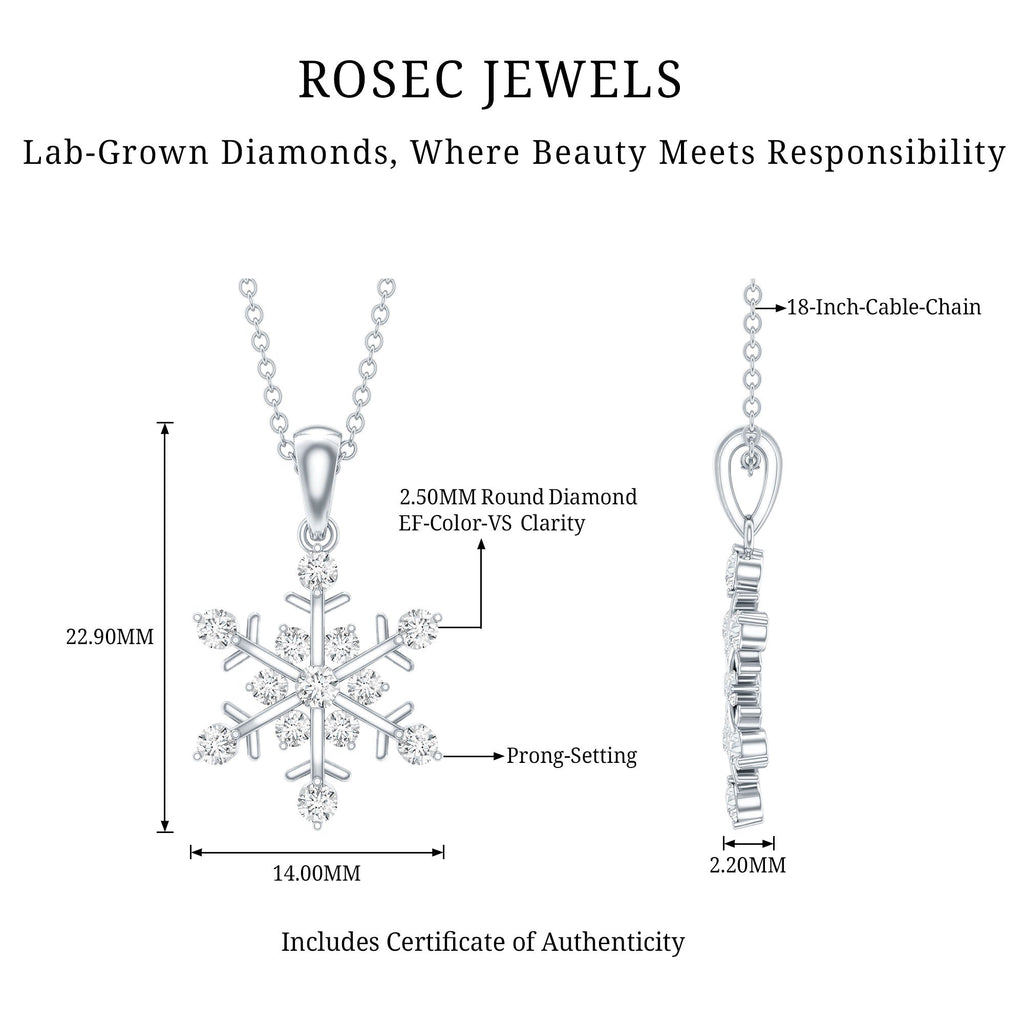 Lab Grown Diamond Christmas Snowflake Necklace
