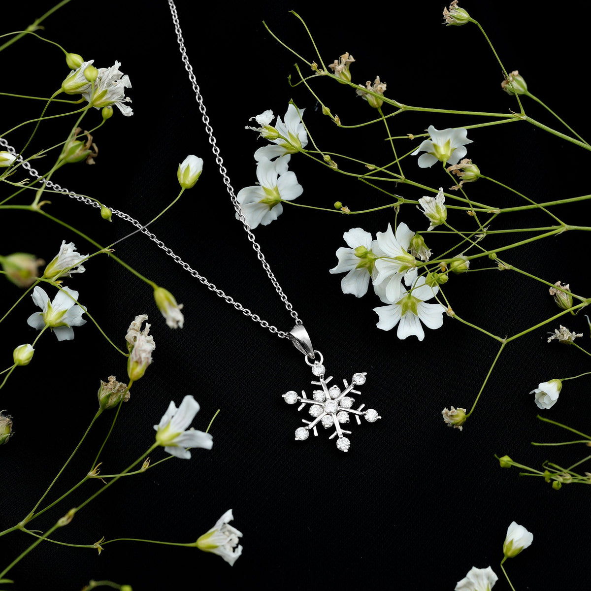 Lab Grown Diamond Christmas Snowflake Necklace