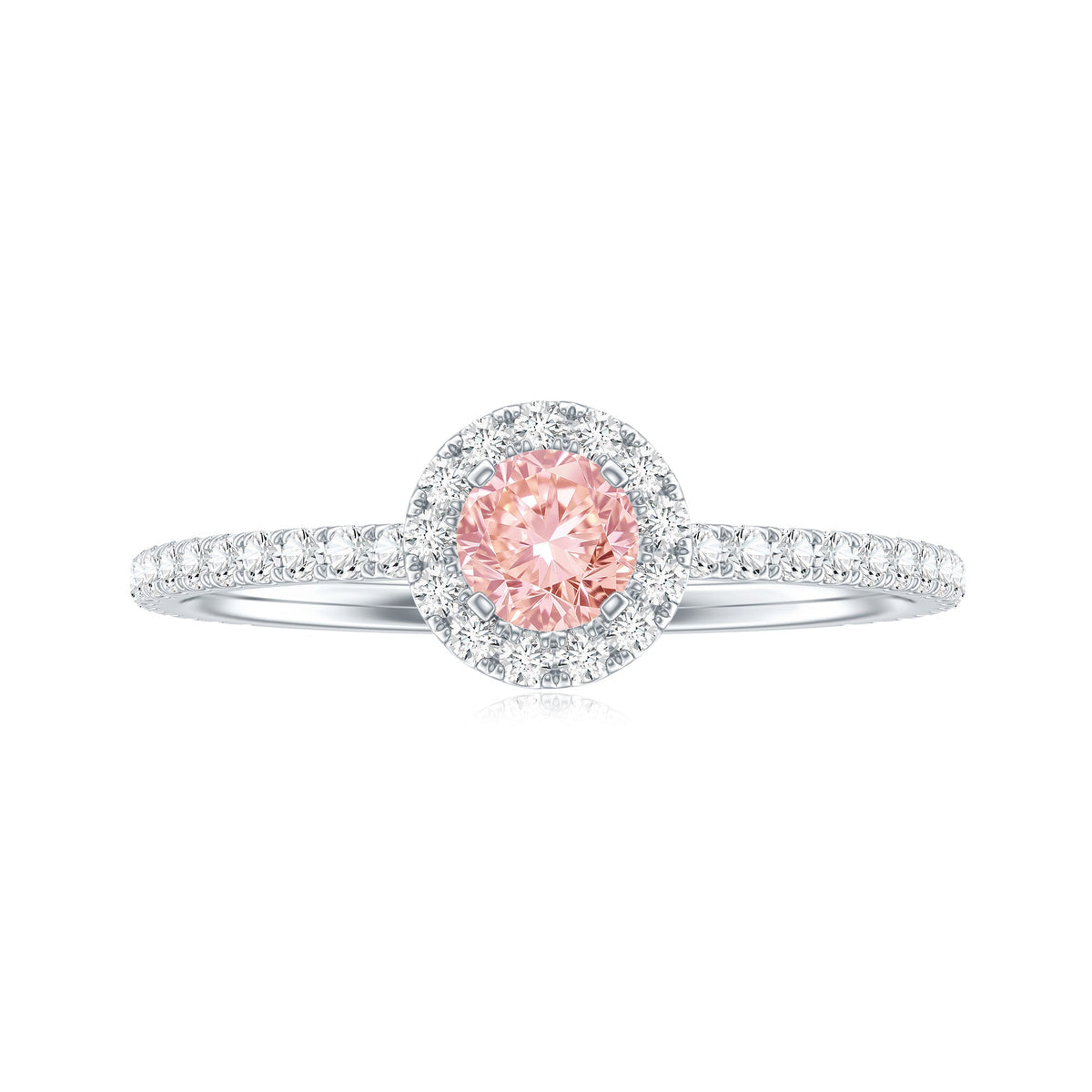 Lab Grown Pink White Diamond Halo Engagement Ring with IGI Certificate