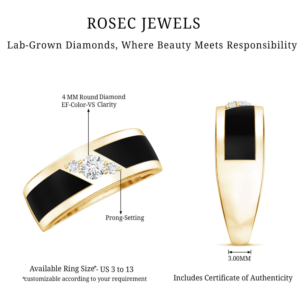 Certified Lab Grown Diamond Mens Wedding Band With Enamel
