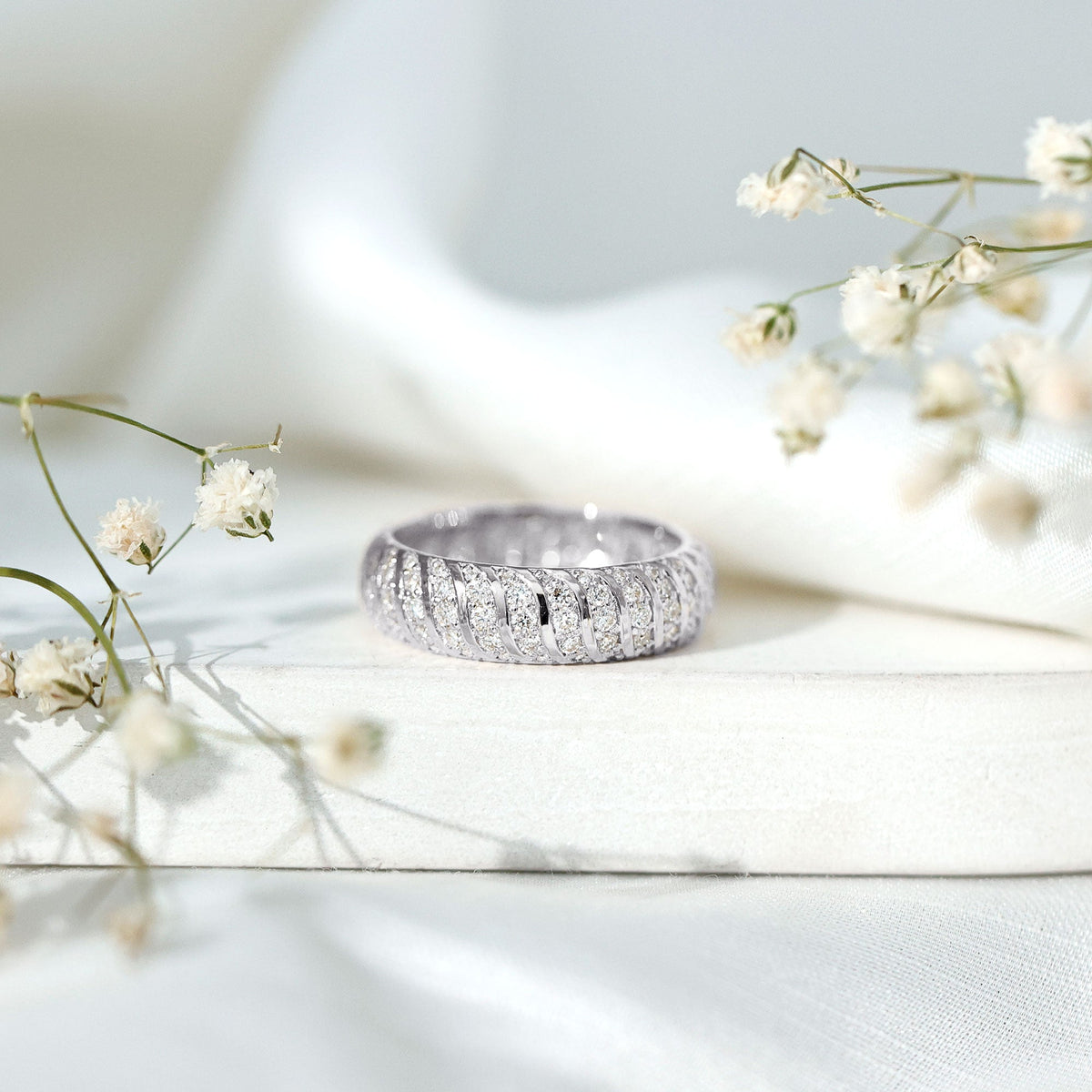 Certified Lab Grown Diamond Wide Wedding Band for Women