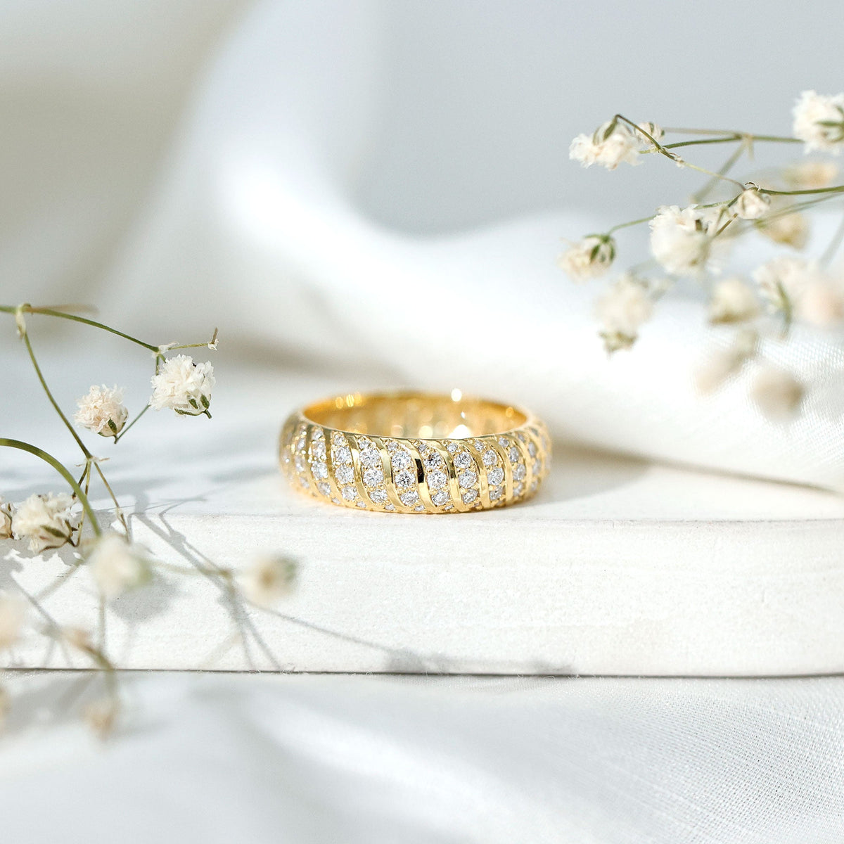 Certified Lab Grown Diamond Wide Wedding Band for Women