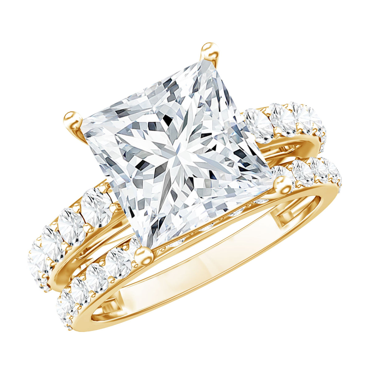 4 Carat IGI Certified Lab Grown Diamond Princess Cut Bridal Ring Set