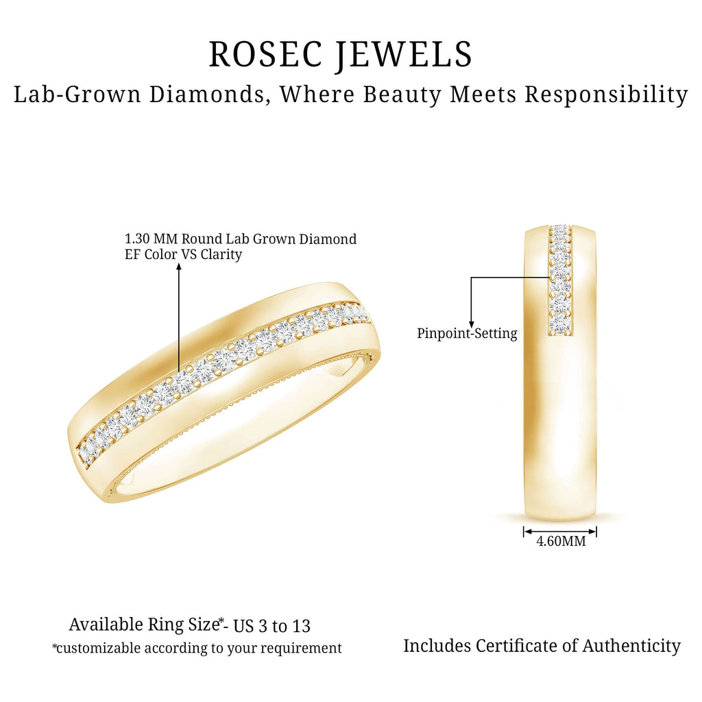 Certified Lab Grown Diamond Mens Wedding Band