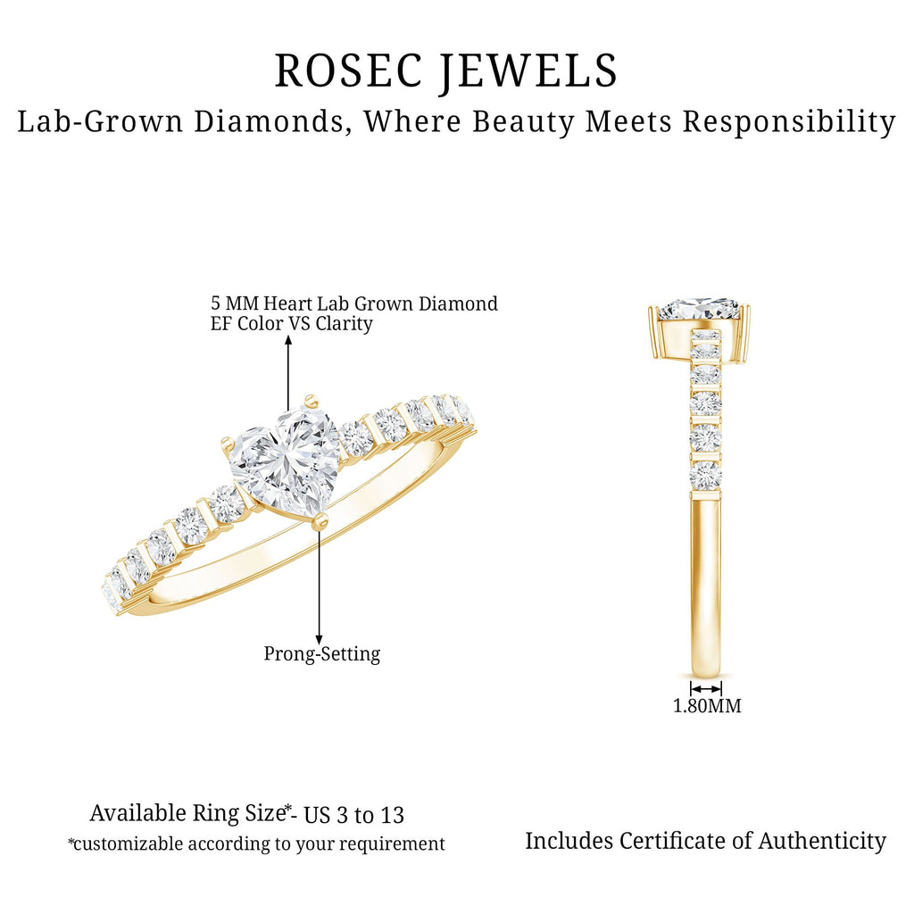 Lab Grown Diamond Heart Promise Ring With Side Stones